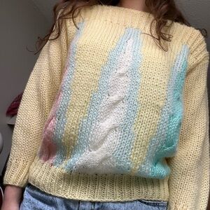 adorable pastel 80s jeff laurent knit sweater 💛🩷🩵